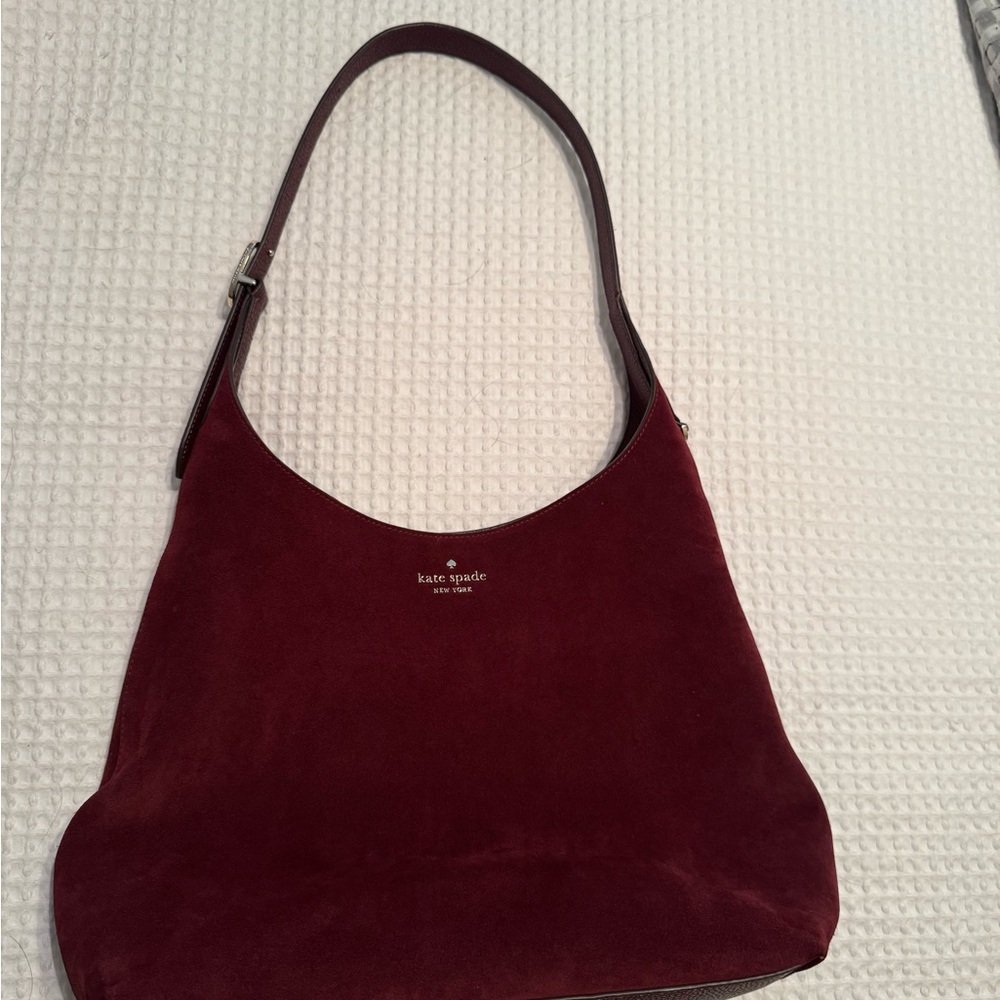 Kate Spade 454 large shoulder bag in suede merlot